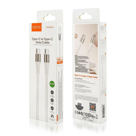 Kabel TYP-C - TYP C 1m VIDVIE CB4038 60W biały